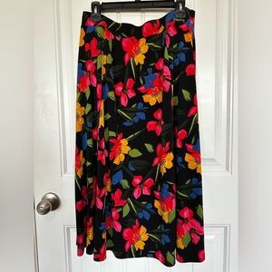 Investments Soft Separates Pull On Floral MIDI Skirt Size Large  EUC